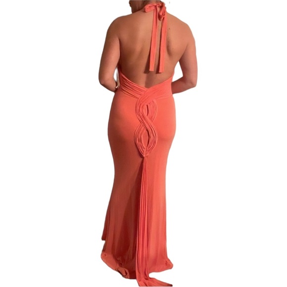 Jovani Halter Orange Gown - Picture 2 of 3